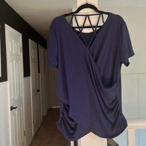 Shein SUPER CUTE Blue Strappy Cross-BAck T-shirt size (1X)